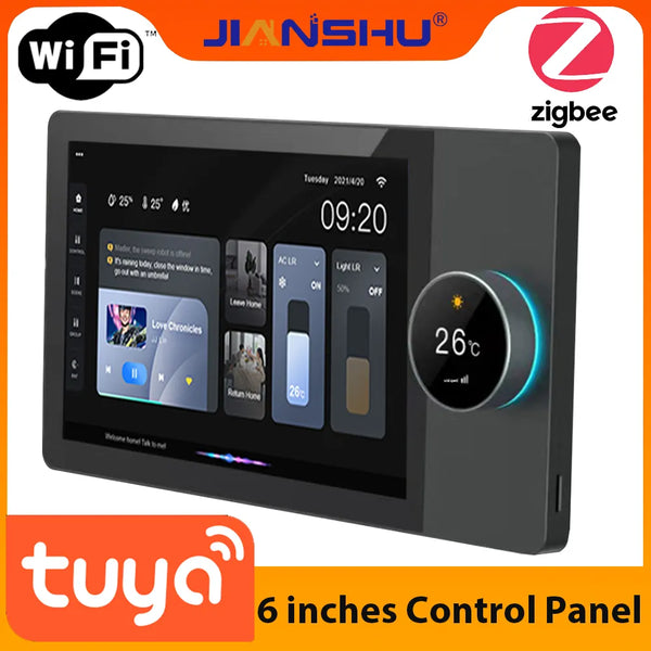 Jianshu Tuya Panel Control Wifi Zigbee Devices Tuya Zigbee Gateway Build In 6"  Nspanel Tuya Smart Home Control Panel