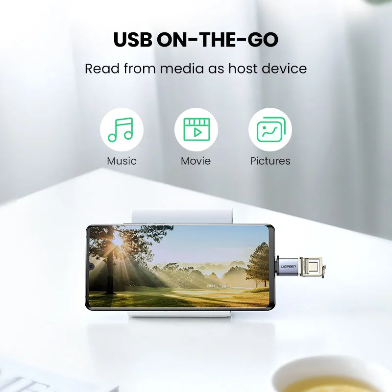 Adaptador UGREEN USB 3.1 para USB C Otg Com Lanyard (2 Pa...