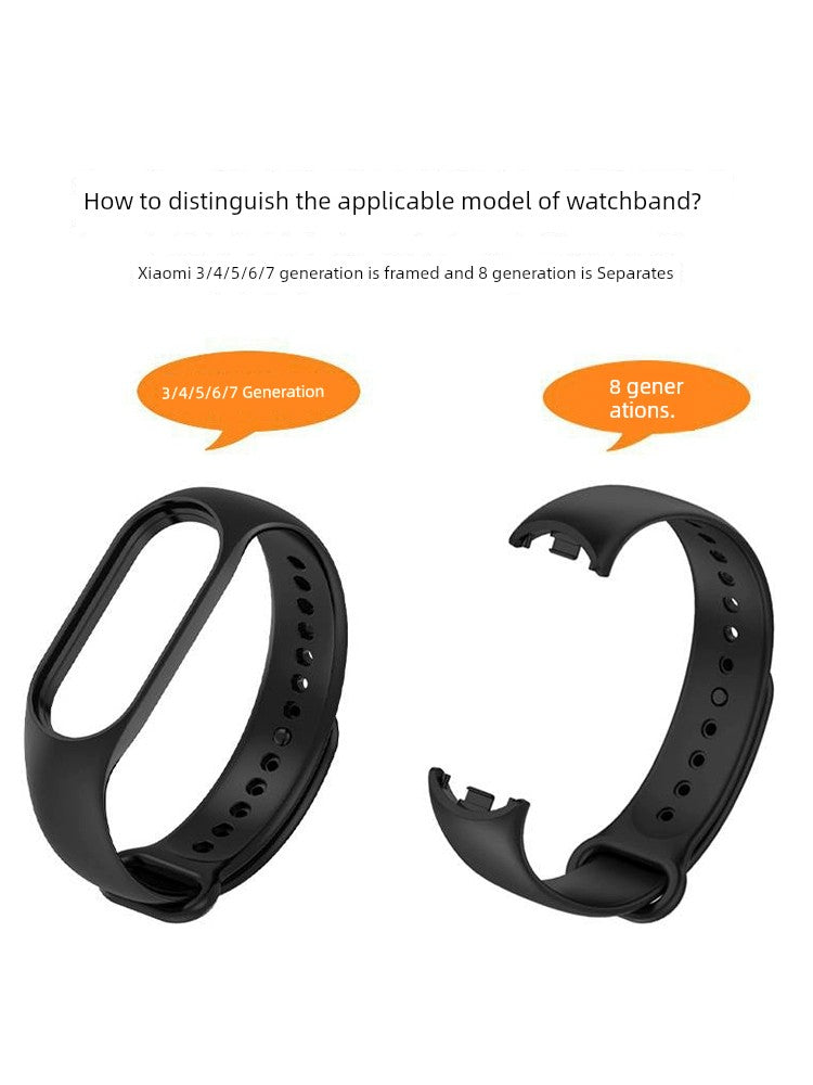 Suitable for Xiaomi Bracelet 8/7/6/5/4 Wrist Strap Watch 3 Strap NFC Three Four Five Six Seven Eight Generation Smart 502 Replacement Belt 2 Sports Silicone Soft Stylish Trendy Men Classy Creative Transparent Girl