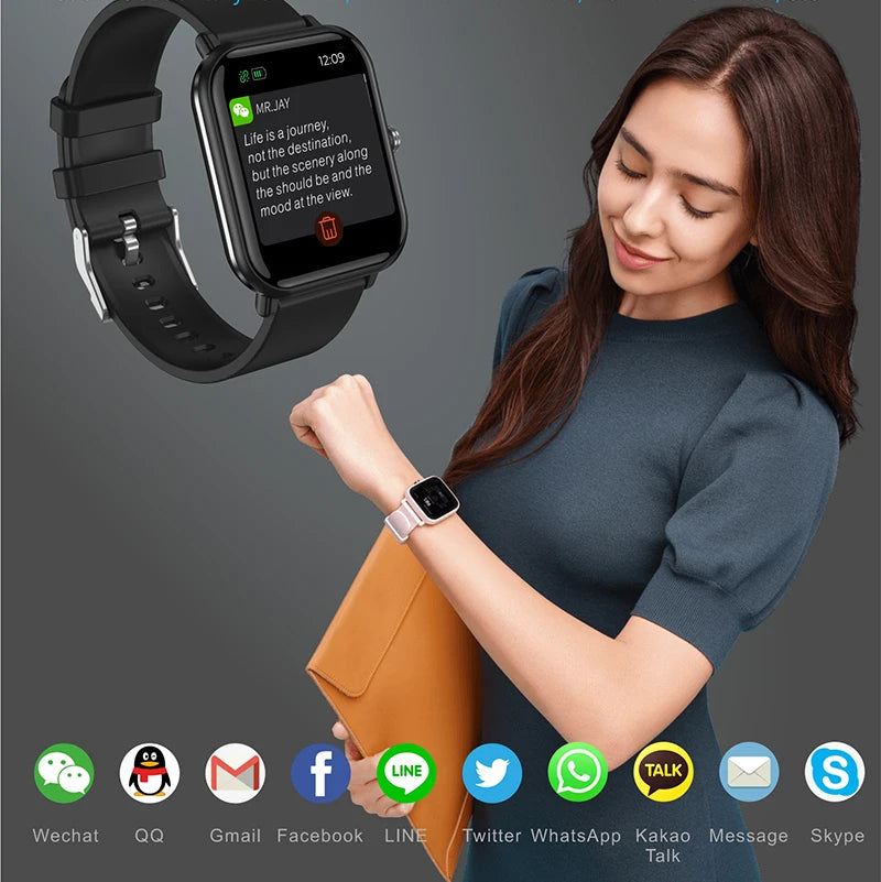 Relógio inteligente com tela colorida Q9pro de 1,7 polegadas. Resistente à água· Android · iOS
