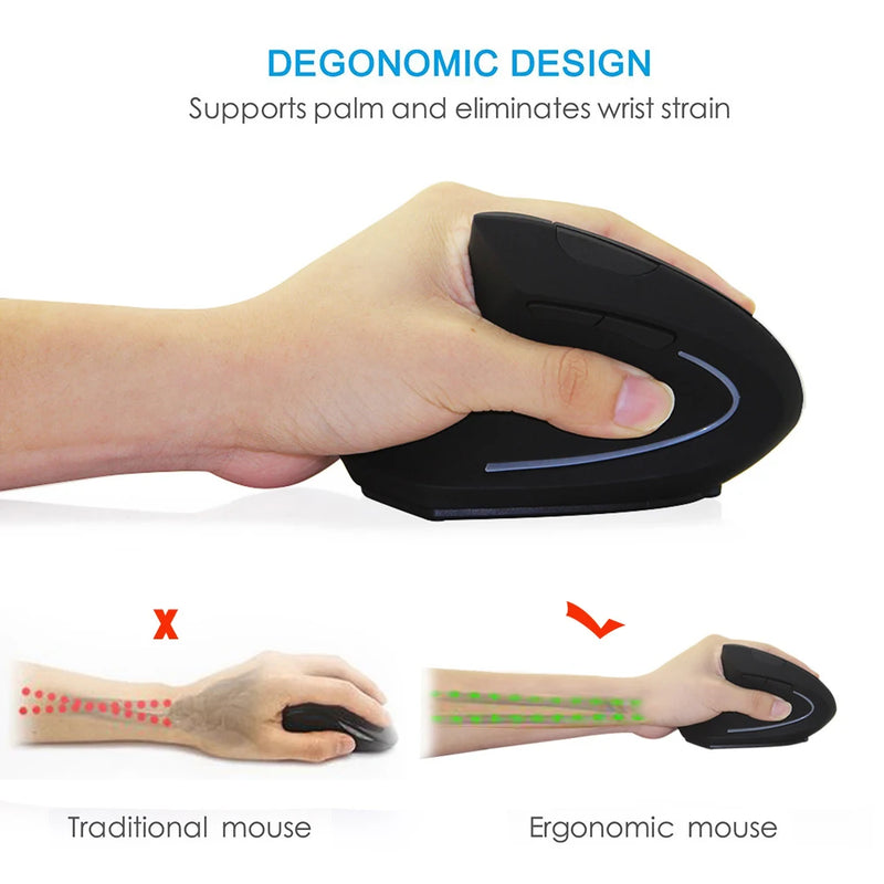 Ergonomic Vertical Mouse 2.4G Wireless Left-Handed Computer Office Gaming Mice Wired USB Optical Mouse For Laptop PC Gamer Mause